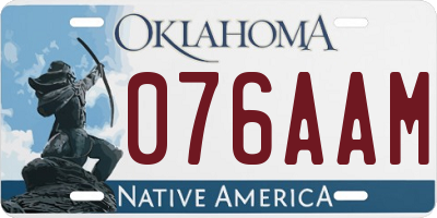 OK license plate 076AAM