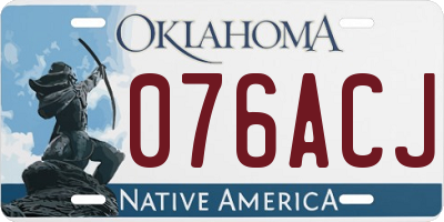 OK license plate 076ACJ
