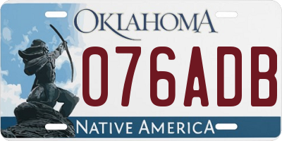 OK license plate 076ADB