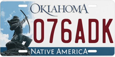 OK license plate 076ADK