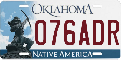 OK license plate 076ADR
