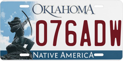 OK license plate 076ADW