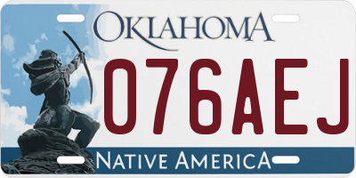 OK license plate 076AEJ