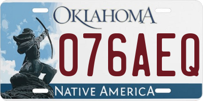 OK license plate 076AEQ