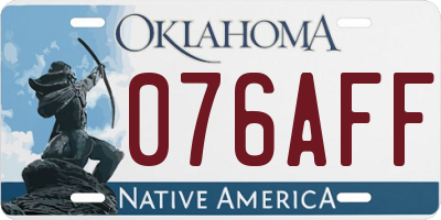 OK license plate 076AFF