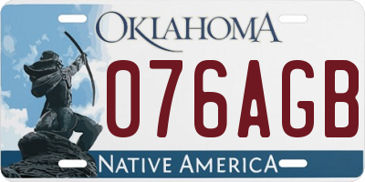 OK license plate 076AGB