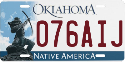 OK license plate 076AIJ