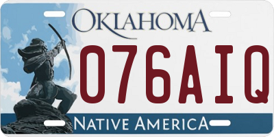 OK license plate 076AIQ