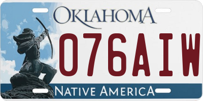 OK license plate 076AIW