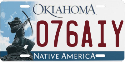 OK license plate 076AIY