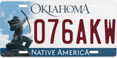 OK license plate 076AKW