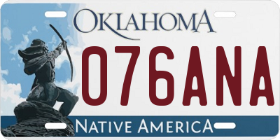 OK license plate 076ANA
