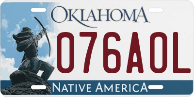 OK license plate 076AOL