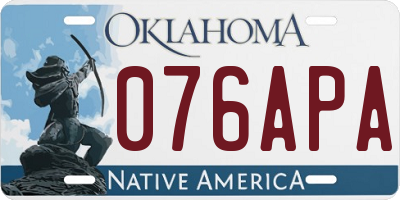 OK license plate 076APA