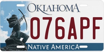 OK license plate 076APF