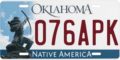OK license plate 076APK