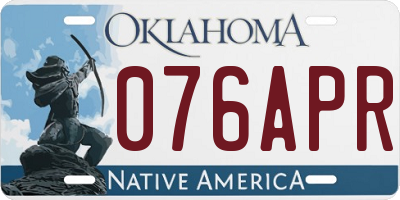 OK license plate 076APR