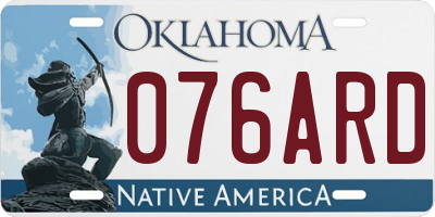 OK license plate 076ARD