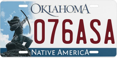 OK license plate 076ASA