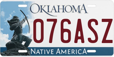 OK license plate 076ASZ