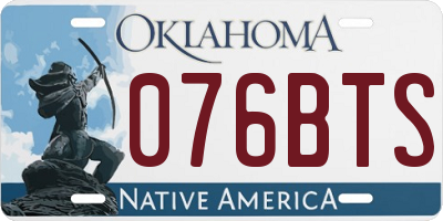 OK license plate 076BTS