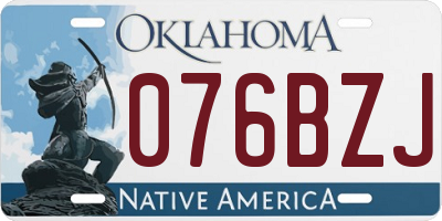 OK license plate 076BZJ