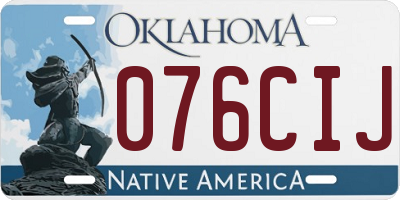 OK license plate 076CIJ