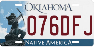 OK license plate 076DFJ