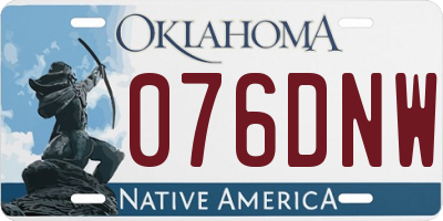 OK license plate 076DNW