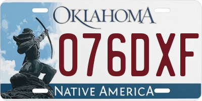 OK license plate 076DXF