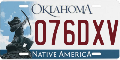 OK license plate 076DXV