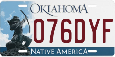 OK license plate 076DYF