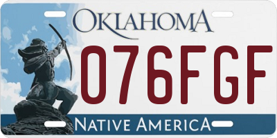 OK license plate 076FGF