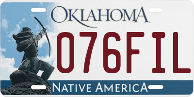 OK license plate 076FIL