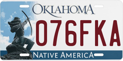 OK license plate 076FKA