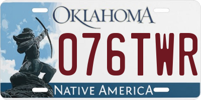 OK license plate 076TWR