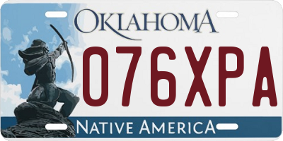 OK license plate 076XPA