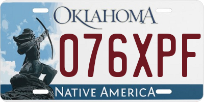 OK license plate 076XPF