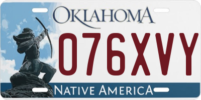 OK license plate 076XVY