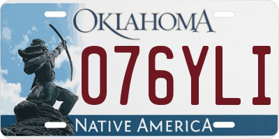 OK license plate 076YLI