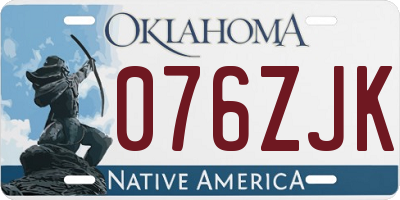 OK license plate 076ZJK