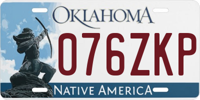 OK license plate 076ZKP