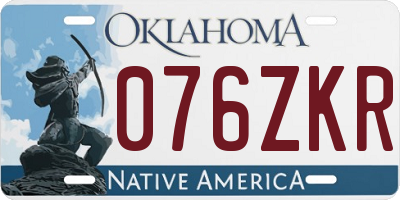 OK license plate 076ZKR