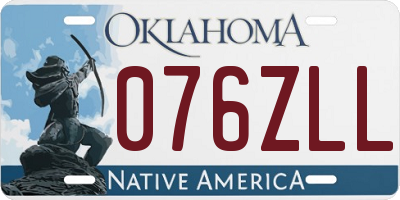 OK license plate 076ZLL