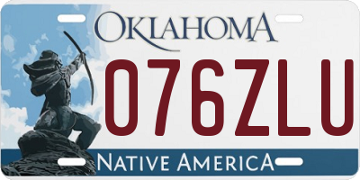 OK license plate 076ZLU