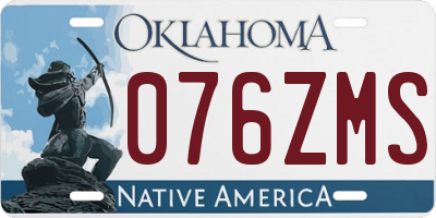 OK license plate 076ZMS