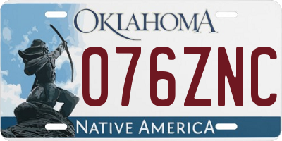 OK license plate 076ZNC