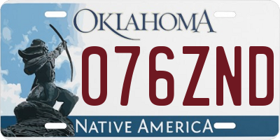 OK license plate 076ZND