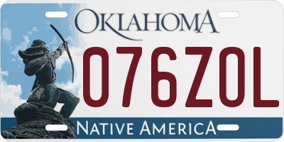 OK license plate 076ZOL