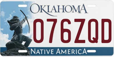 OK license plate 076ZQD